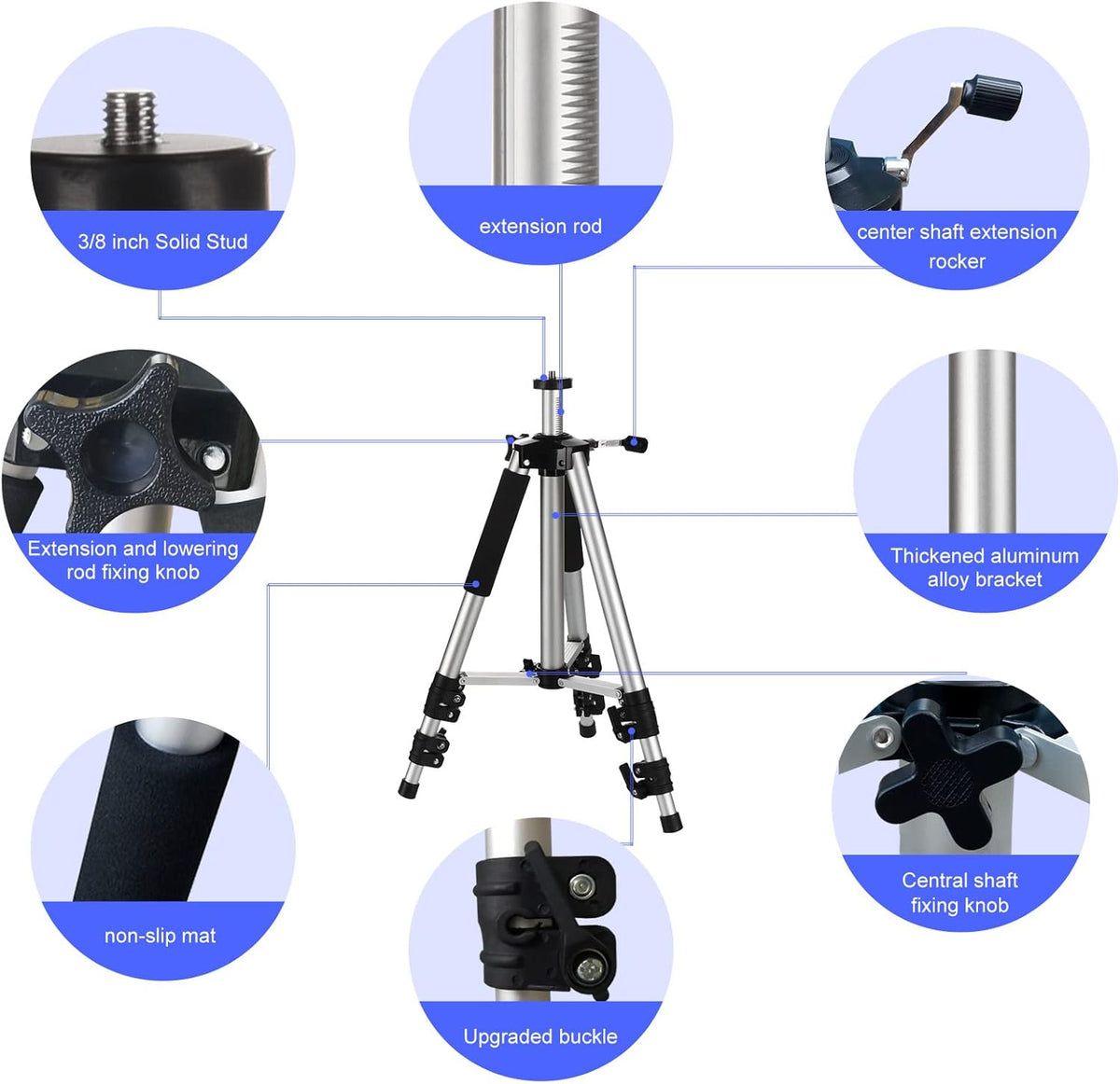 SKERELL Projector Stand Tripod Adjustable: Universal Laptop Standing Height from 17" to 48" with Tray Ball Head Carry Bag for Computer Camera