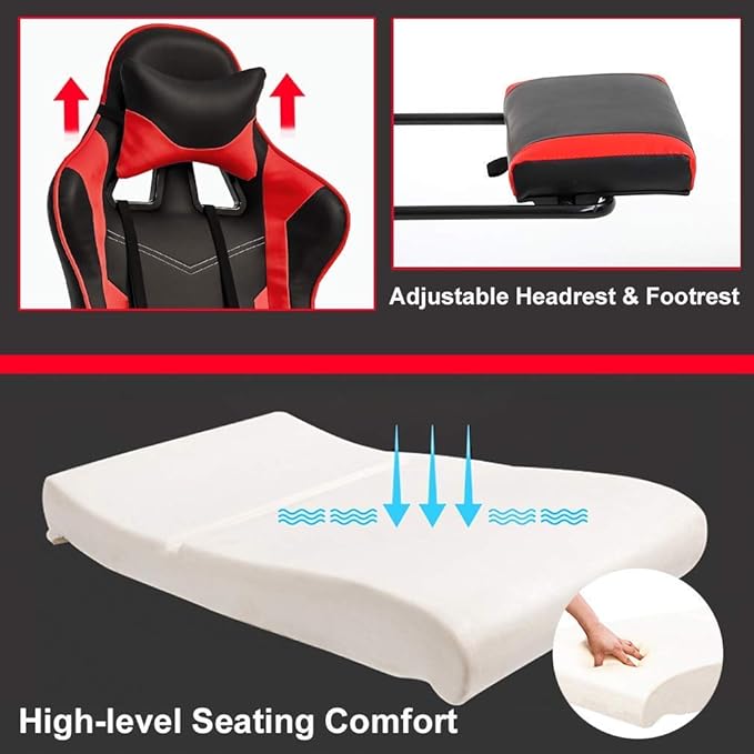 Massage Gaming Chair Gamer Chair Video Game Chair Computer Chair for Heavy People Desk Chair Ergonomic PC Chair with Footrest and Lumbar Support for Office or Gaming