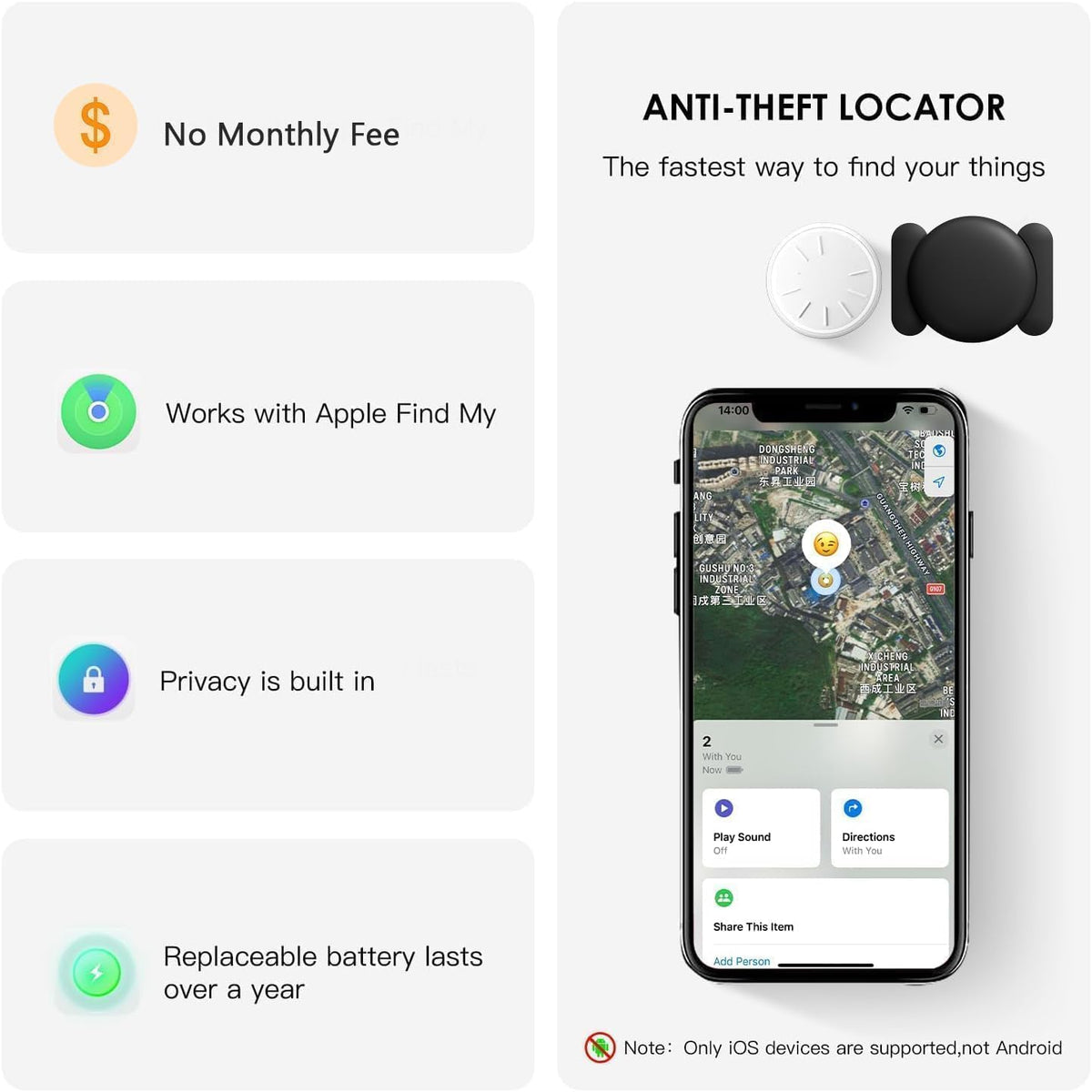 HONGTOP H (Black,1PCS) Mini GPS Tracker for Vehicles,Tracker Device for Vehicles No Subscription No Monthly Fee Car
