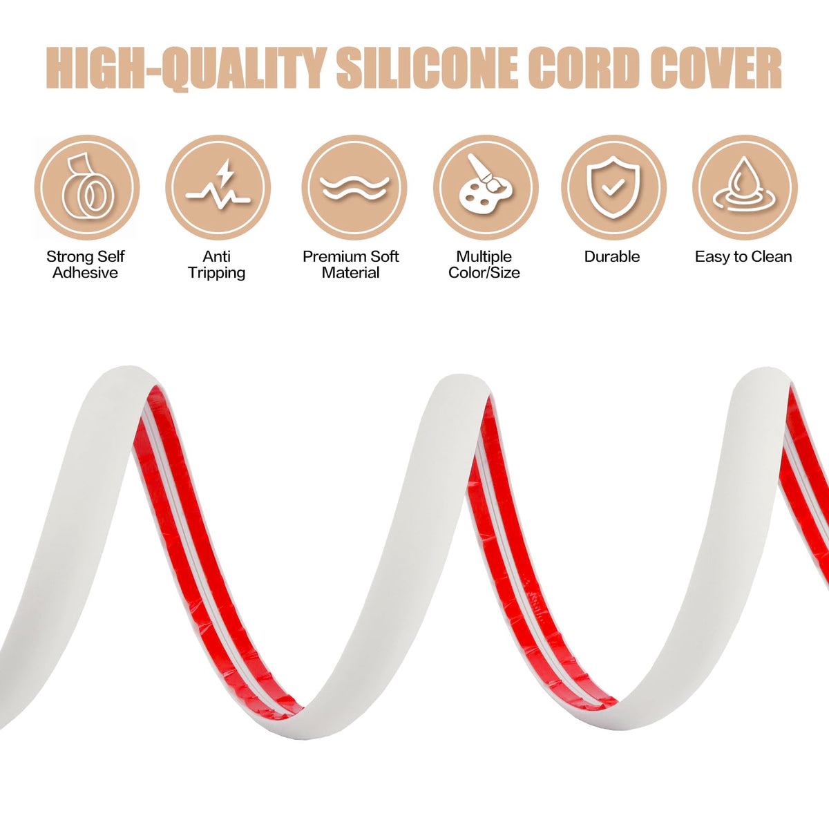 Floor Cord Cover Cable Cavity Self Adhesive Cord Hider Floor 10FT Floor Cable Management Power Cord Protector Floor Electric Cord Covers for Offices, Gym, Exhibitions (Beige, 1.18" x 10')