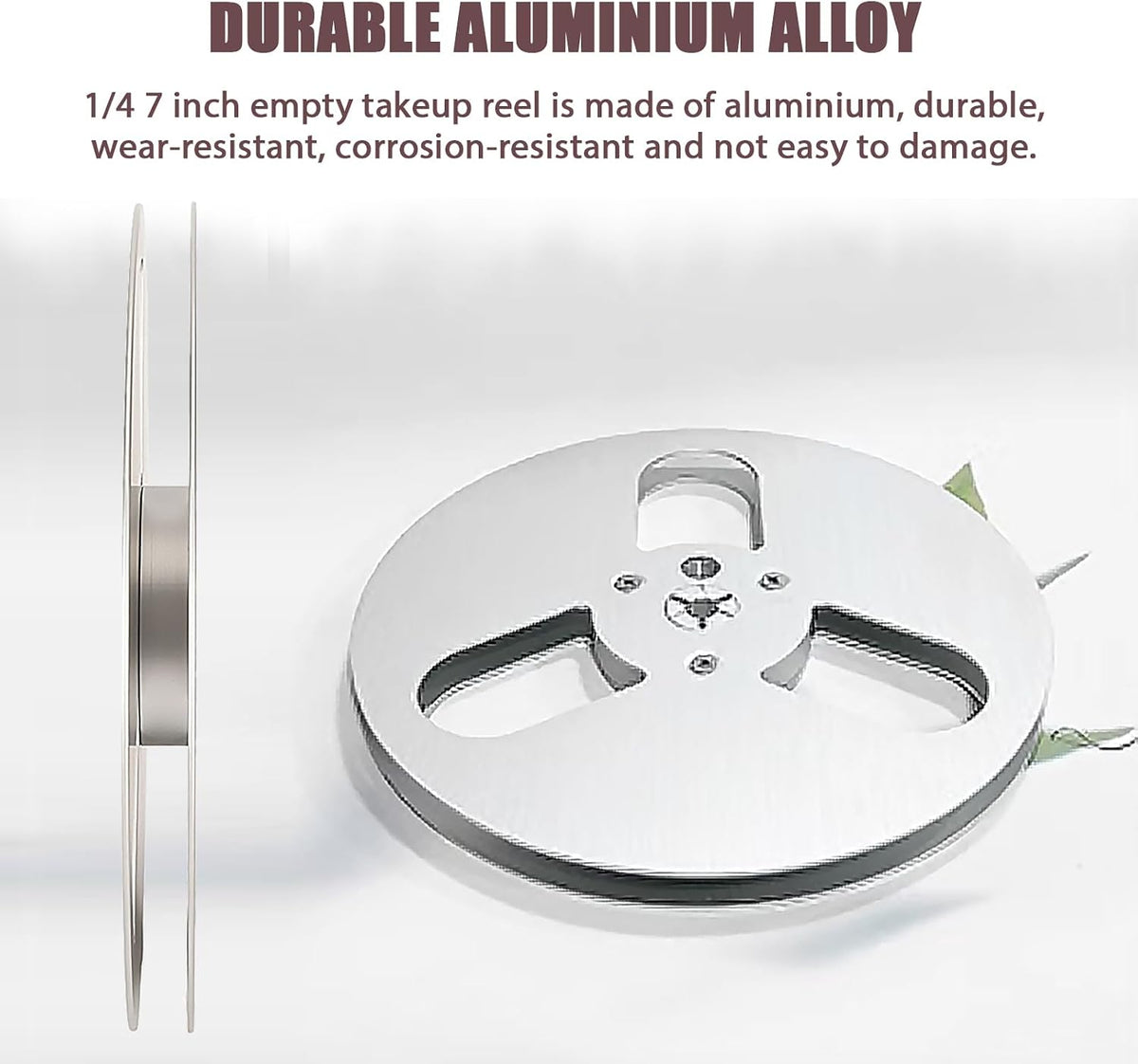 FOLOSAFENAR 1/4 Inch 7 Inch 3 Hub Empty Reel to Reel Take-up Reel - Universal Holes Aluminum Alloy Opening Part, Low