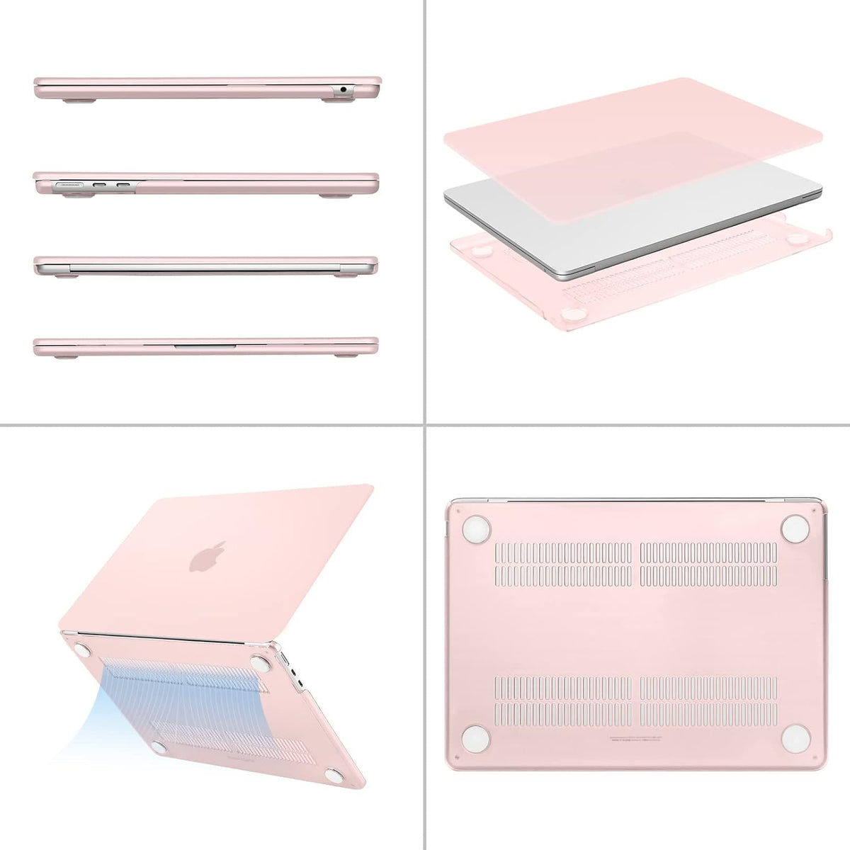 MOSISO Compatible with MacBook Air 13 inch Case 2025 2024 2023 2022 M4 A3240 M3 A3113 M2 A2681, Plastic Hard Shell&Keyboard Cover&Screen Film&Type C for MacBook Air 13.6 inch Case, Chalk Pink