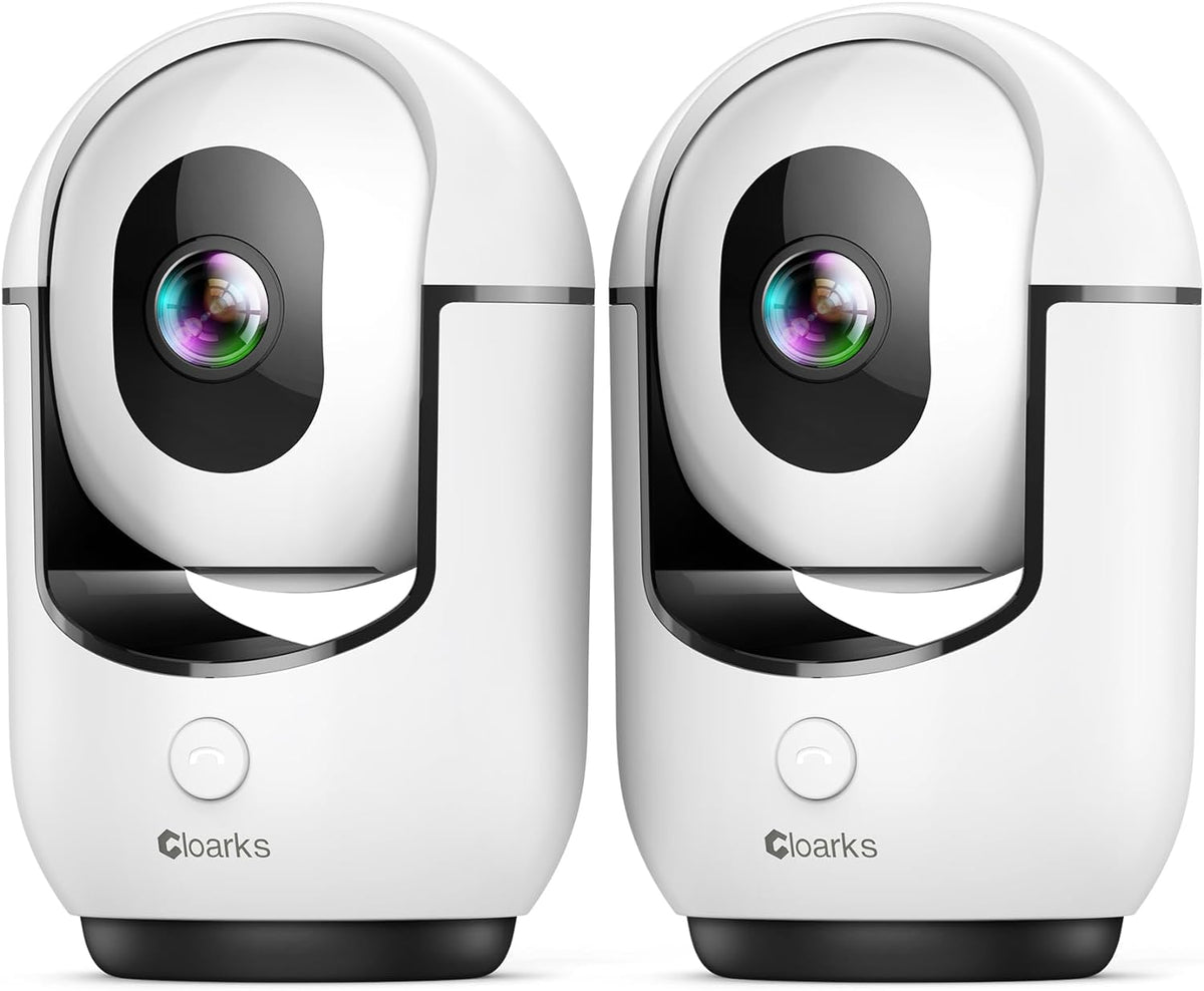Cloarks 2K 2-Way 24/7, 2 Pack Pan/Tilt Security Camera, WiFi Indoor Cameras for Home Security with AI Motion Detection