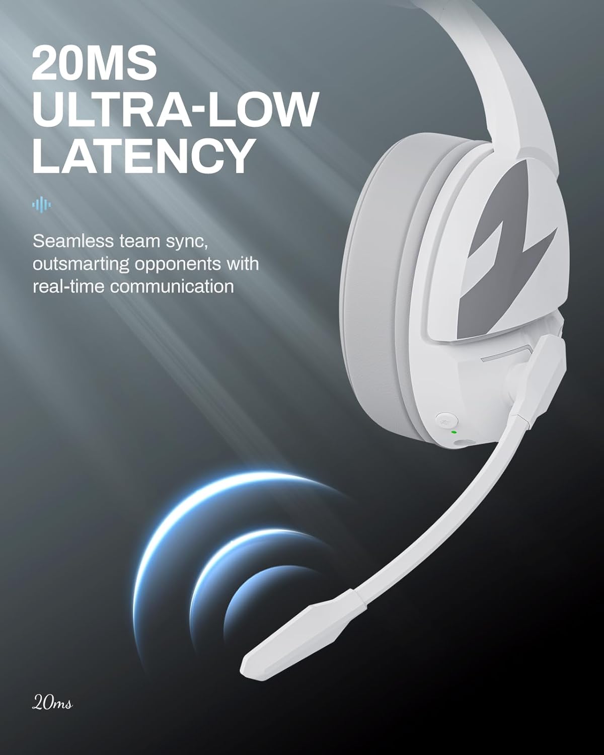 acer Wireless Gaming Headset, PS5 Headset with 2.4GHz for Ps5, Ps4, PC, Switch, Bluetooth 5.3 + 100Hrs Gaming Headphones with Noise Canceling Mic for Laptop, Mobile, Mac, 50mm Drivers (White)