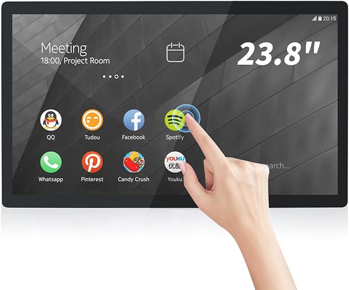 23.8 inch Android 14 Touchscreen Monitor Tablet 16:9 FHD 1080P WiFi &amp BT Built-in Speakers RK3576 8GB RAM &amp 128GB ROM Smart Board for Classroom Meeting &amp Game