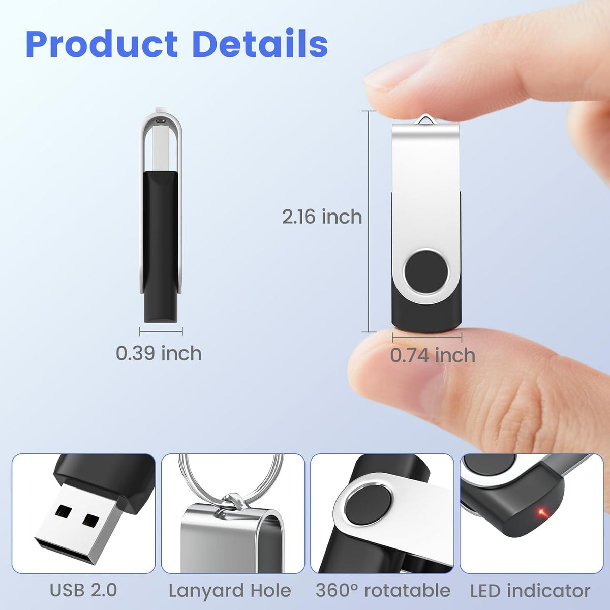 ABLAZE Flash Drives 8GB 20 Pack, USB 2.0 Thumb Drive Bulk with Lanyards Swivel Memory Stick U Disk 8GB Pendrive USB Pack (Mixcolors)