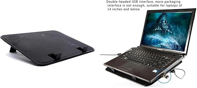 Compatible for 14 Notebook Cooling Pad 5V Dual Fan USB External Slim Stand Silent Metal Panel High Speed(Pink)