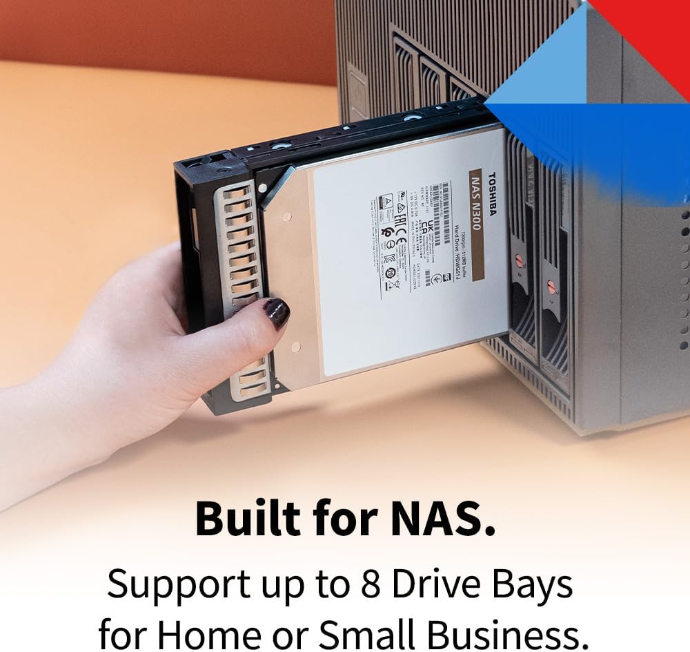 Toshiba N300 20TB NAS 3.5-Inch Internal Hard Drive - CMR SATA 6 GB/s 7200 RPM 512 MB Cache - HDWG62AXZSTA