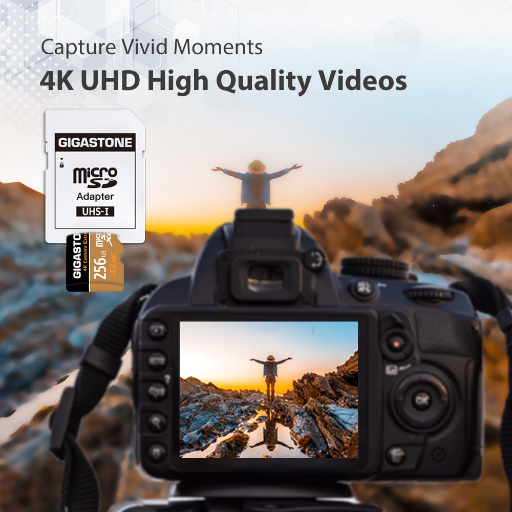 ?5-Years Data Recovery? GIGASTONE 256GB Micro SD Card, 4K Camera Extreme, MicroSDXC Memory Card for Switch, GoPro, Action Camera, DJI, R/W up