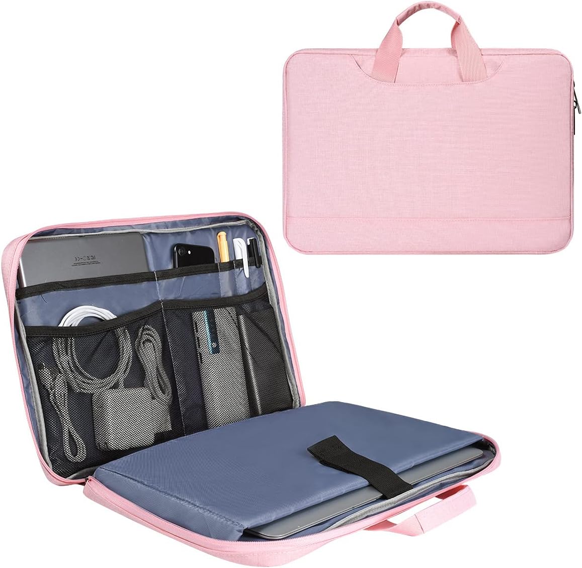 15.6 Inch Laptop Sleeve TSA Case for Women Ladies Bag for Macbook Pro 16" M4 M3 M2 M1, Lenovo Ideapad 15.6", HP Envy/Victus 15.6, Dell Inspiron 15, Acer Aspire/Nitro 15, ASUS MSI Macbook 15 Case, Pink