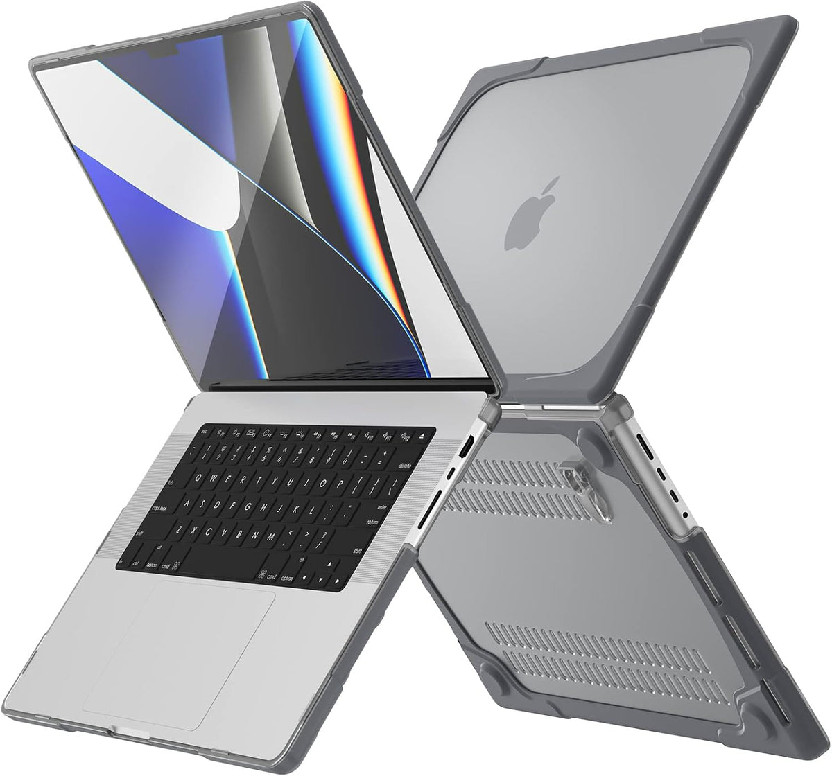 Batianda Compatible with New MacBook Pro 16 inch Case 2024 M4 Chip 2023 2021 Release with M3 M2 Pro Max, Heavy Duty Protective Plastic Hard Shell with Fold Kickstand & Keyboard Cover Protector, Gray