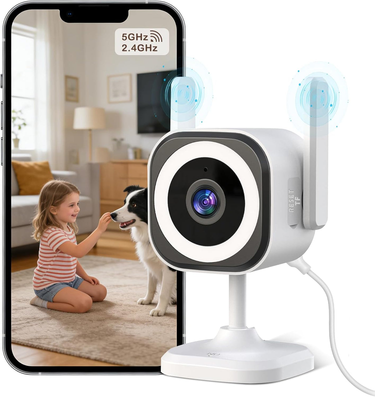GUOANVISION 5G Security,4X 2K Detection,2-Way Talk,Siren,IP66,SD Dual-Antenna Stable WiFi Cameras for Home Zoom Outdoor