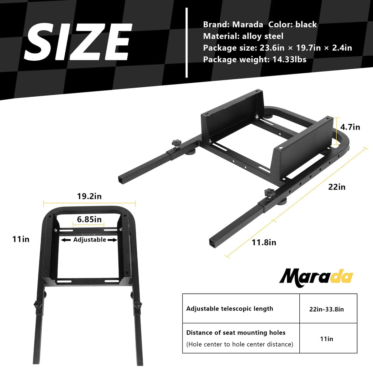 Marada Racing Simulator Seat Mounting Frame with Bolts Suitable for Dardoo, Supllueer, Anman Sim Gaming Stand DIY Adjustable & Portable Real Driving