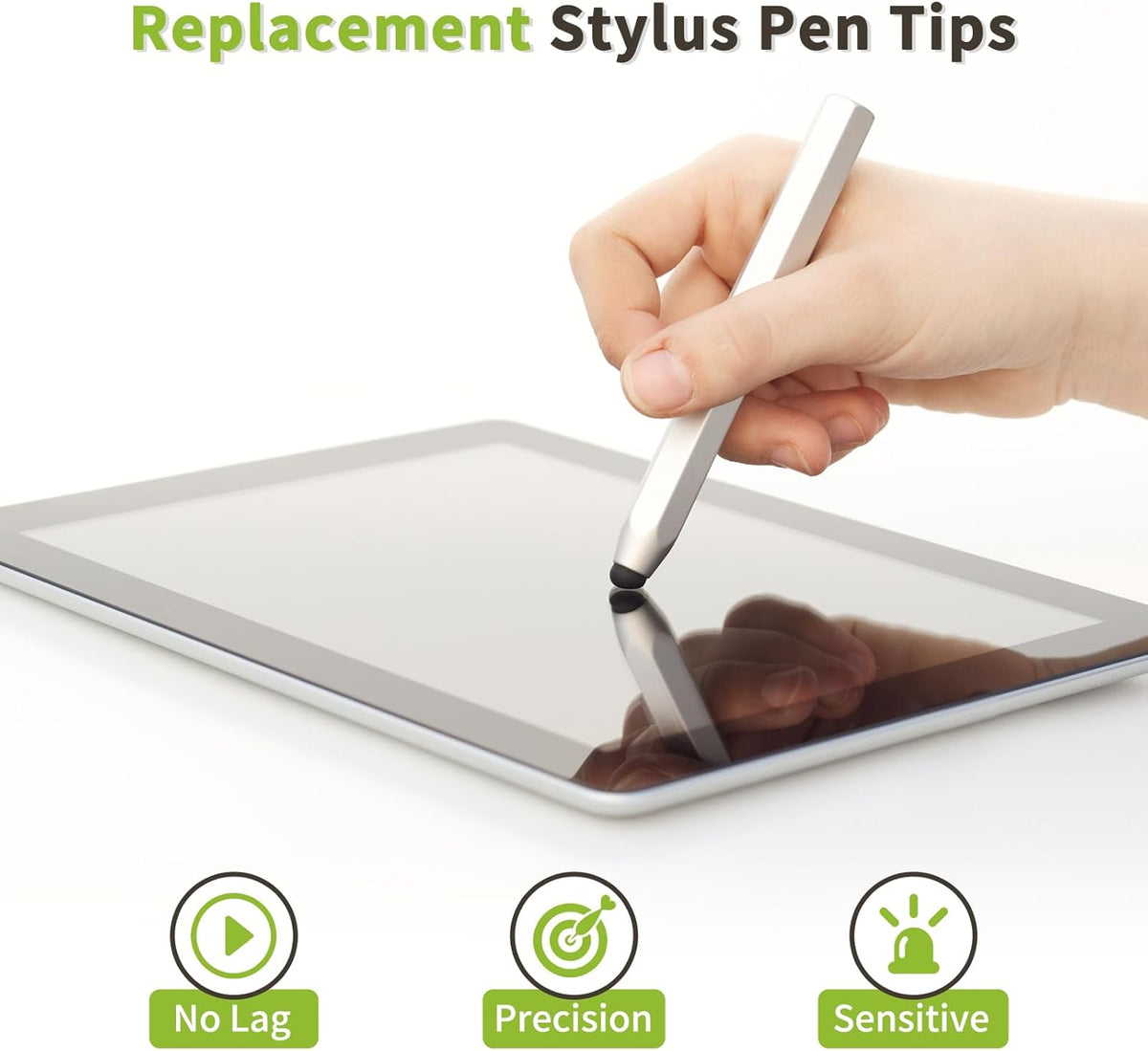 MECCANIXITY 20Pcs Replacement Stylus Pen Tips 5.5mm Conductive Capacitive Touch Screen Pens Tips Silicone Rubber, Black