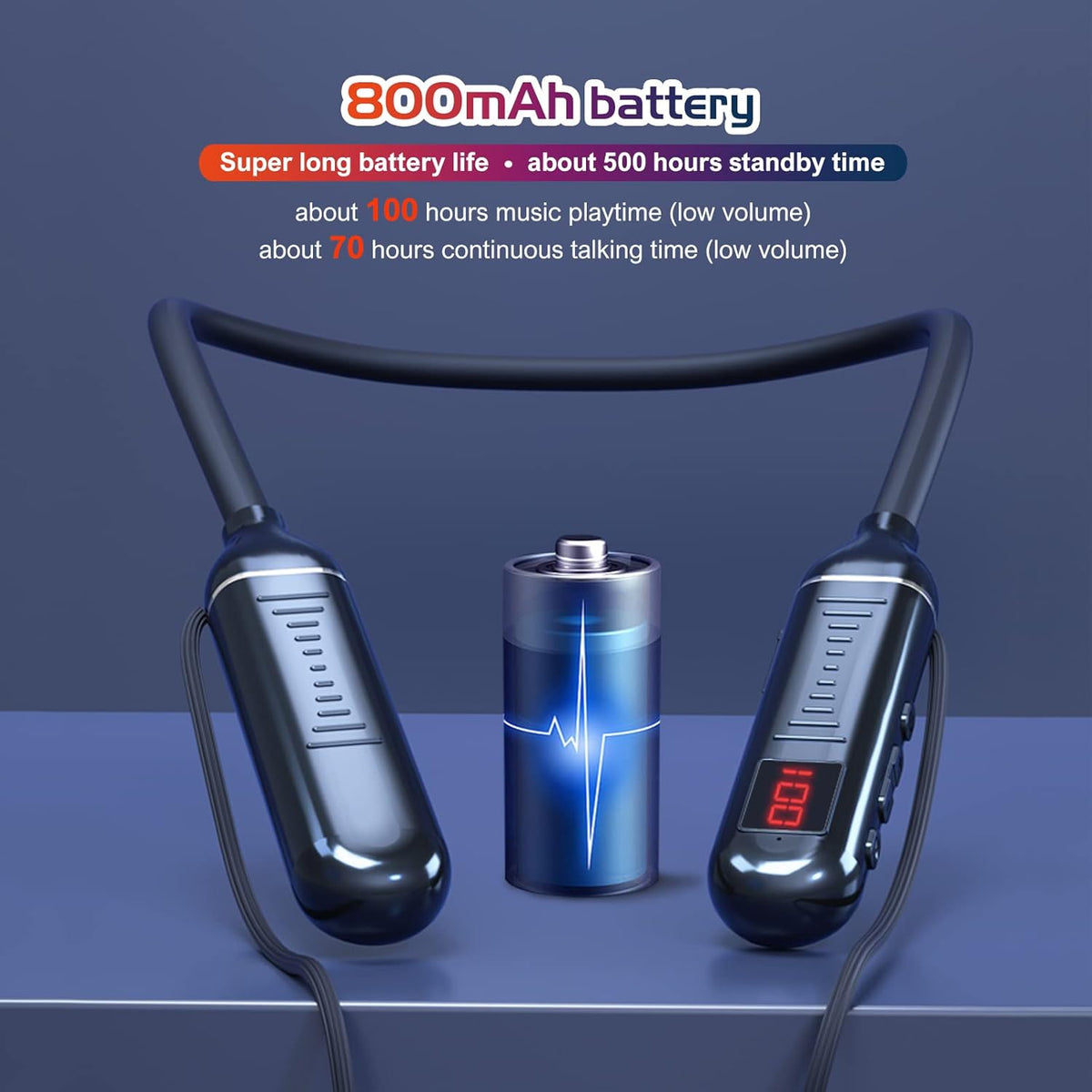 100 Hours Playtime Neckband Bluetooth Headphones, Wireless Earphones with Microphone, Game Mode, USB-C Fast Charging
