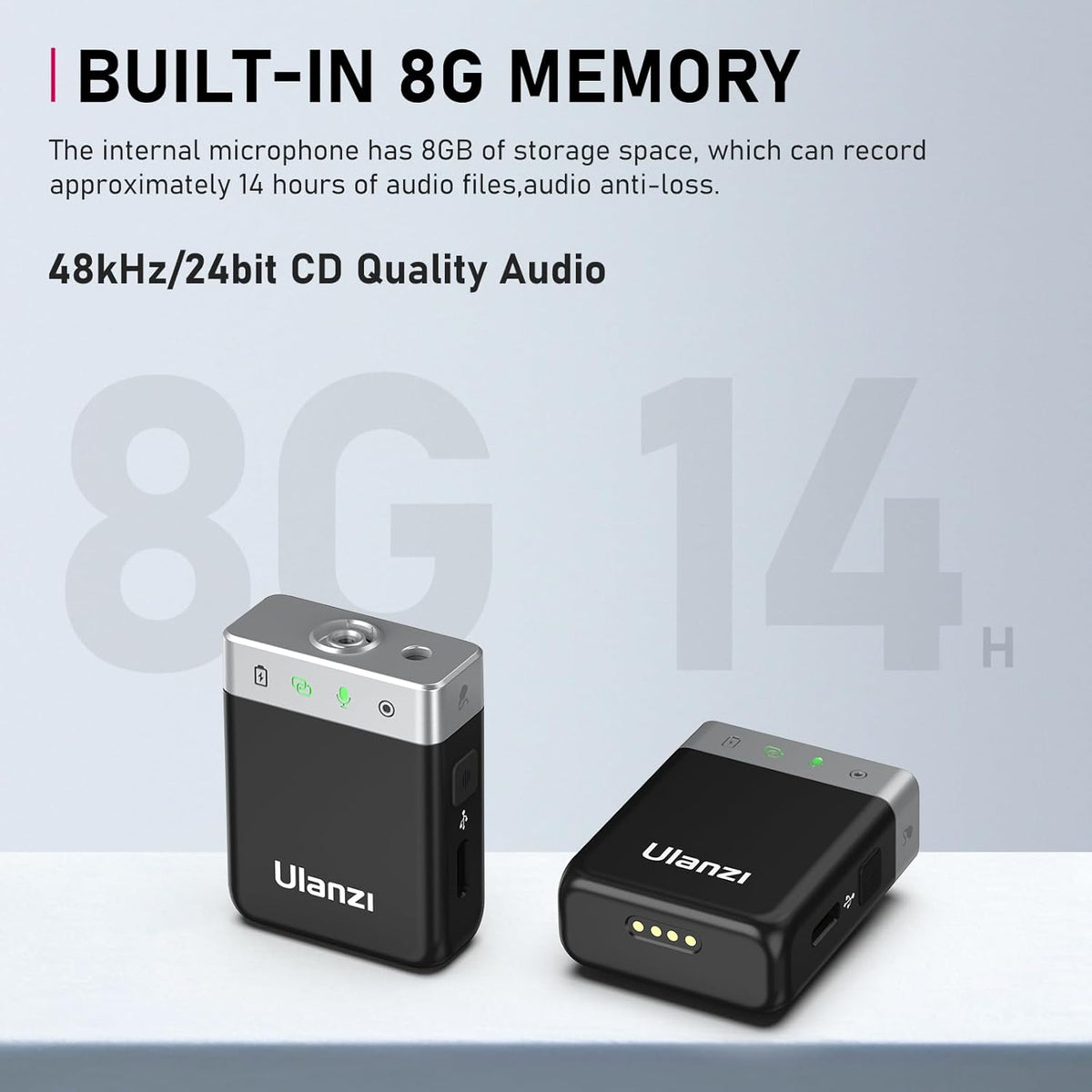 ULANZI AM18 Wireless Lavalier Microphone, Compact Mini Lapel Mic with 200m/656ft Range, Noise Cancellation, 20H Battery for DSLR Cameras, iPhone, Android, Live Streaming, Video