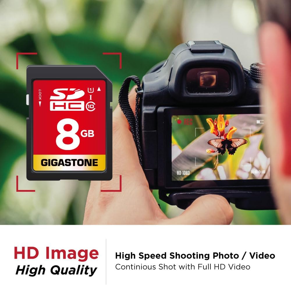 Gigastone 8GB 2-Pack U1 10 2 SD Card UHS-I Class SDHC Memory Card Full HD Video Canon Kodak Olympus Digital Camera