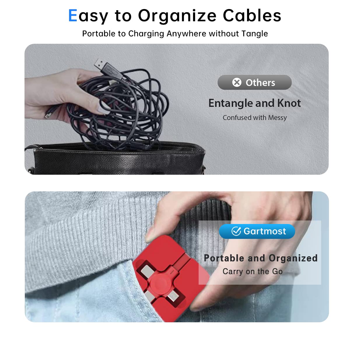 6 Pcs 3 in 1 Retractable Multi Chargers Cable(3.28FT) with USB C/Micro USB/IP and Phone Stand, Festivals and Birthday Gift for Your Family and Friends, Compatible with iPhone/Android/Tablet