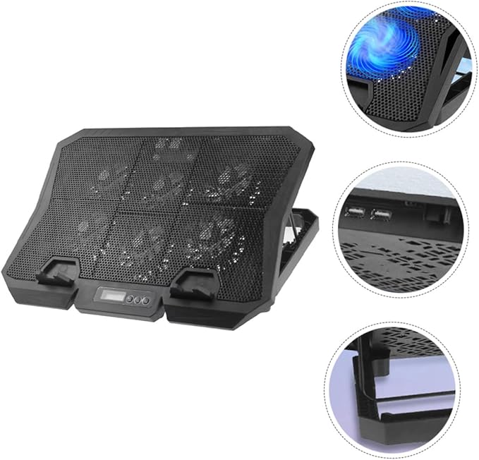 Laptop Cooling Pad 15.6-inch with 6 Fans Adjustable Speed Quiet Cooling Stand for Gaming and Office Use Blue Light USB Powered for Laptops