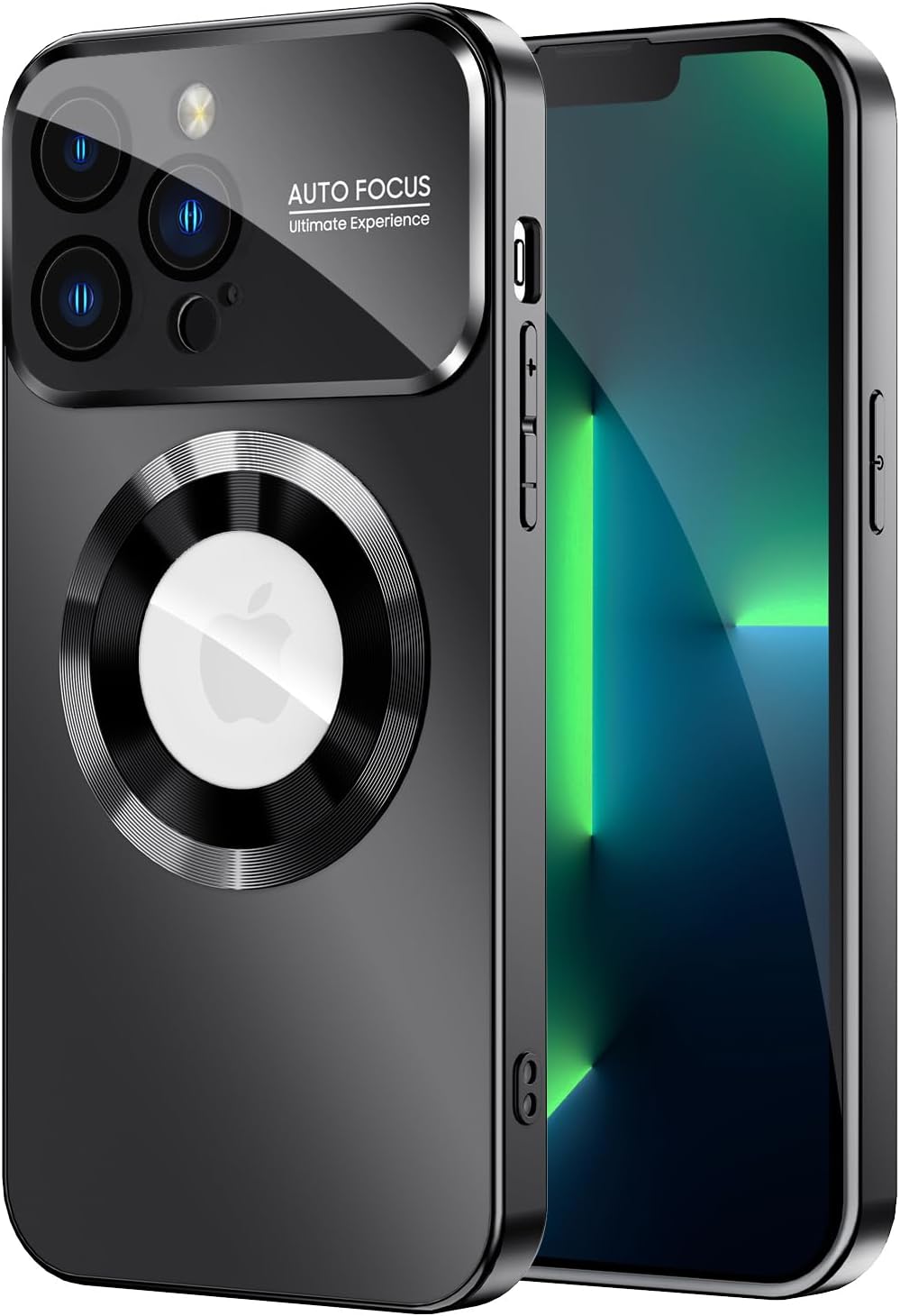 Magnetic for iPhone 13 Pro Max Case, Compatible with MagSafe, Built-in Camera Lens Protector, Logo View, Military Grade Drop Proof Phone Case Cover, Black