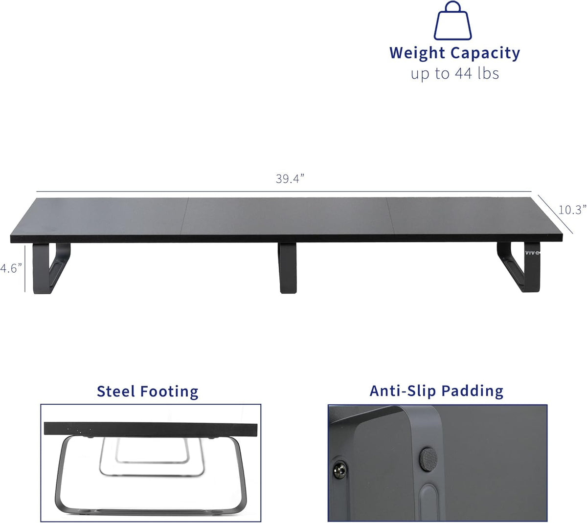 VIVO 39 inch Extra Long Monitor Stand, Wood & Steel Desktop Riser, Dual Screen, TV, Keyboard, Laptop, Ergonomic Desk and Tabletop Organizer, Black, STAND-V000DL