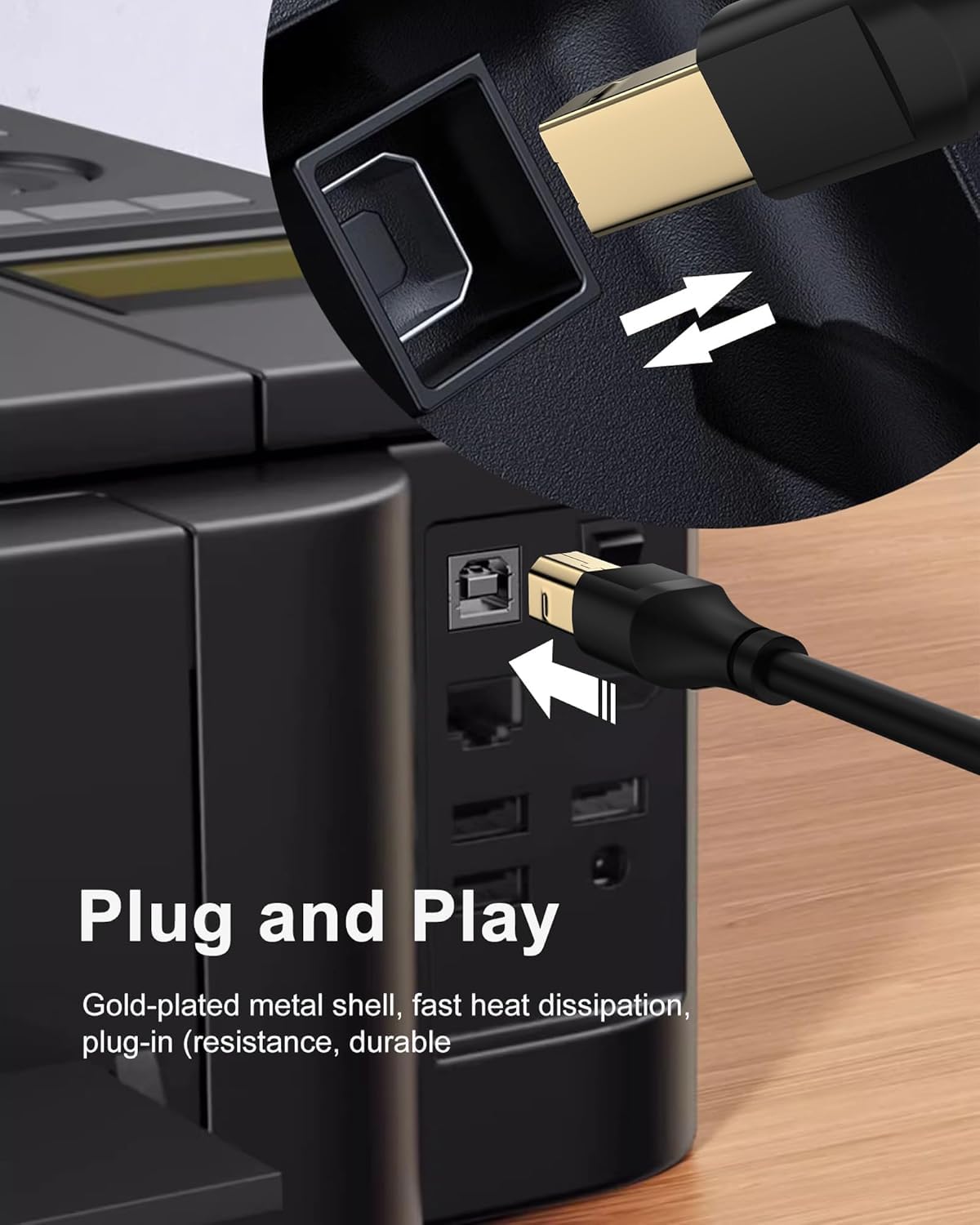 6ft, 6 Printer Cable Scanner USB C to USB B Cable for Epson, HP, Canon, Midi, Ethernet Print to Computer/Laptop/Pc-USB