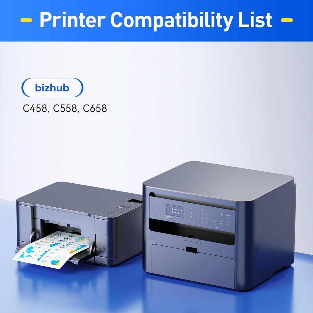 TN514 Toner Cartridge 4 Pack High Yield Compatible Replacement for Konica Minolta TN-514 TN514K TN514C TN514M TN514Y A9E8130 A9E8230 A9E8330 A9E8430 Bizhub C458 C558 C658 Printer Ink Color Black Copy