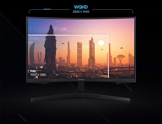 Samsung 32” Odyssey G5 Gaming Monitor WQHD (2560x1440) 144Hz Curved 1ms HDMI Display Port AMD FreeSync Premium HDR10 LC32G55TQWNXZA Black