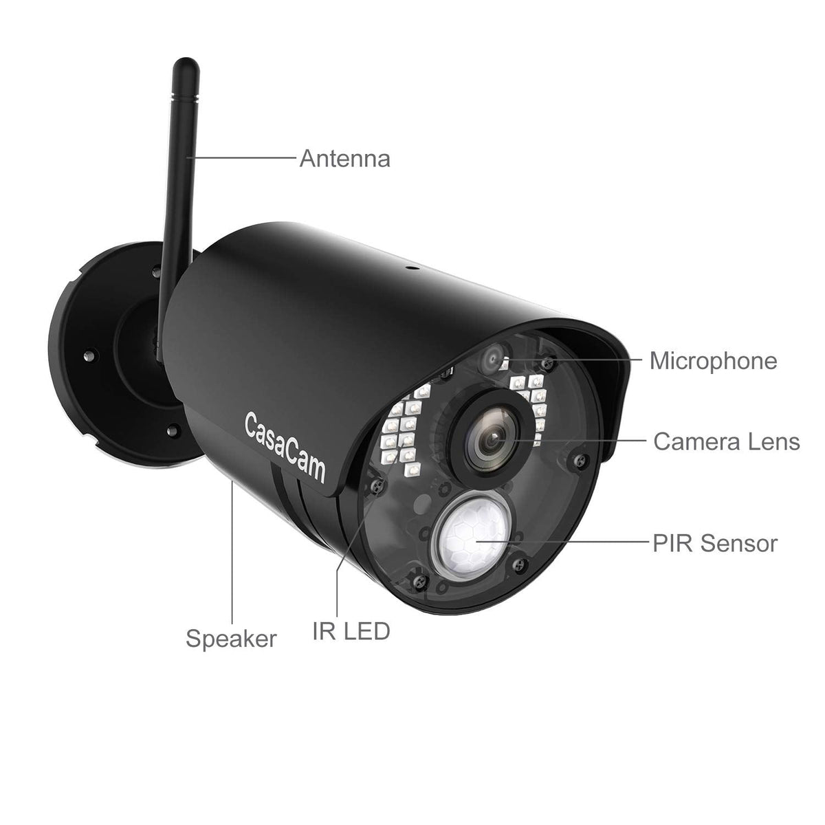 CasaCam GuardianCam Air | AC Powered 720p Night Vision Camera for VS802 and VS1002 Wireless Security System, Add-on Camera, Weather Proof, Two-Way