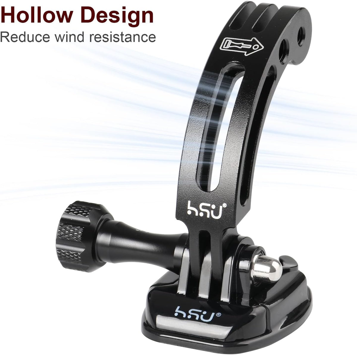 HSU Aluminum Alloy Curved Extension Arm (3”) Metal Pole Mount Helmet Stick Extension Arm Mount for Hero 13/12/11/10/9/8/7/6 Black, DJI Osmo Action 4/3 and More Action Cameras (Black)