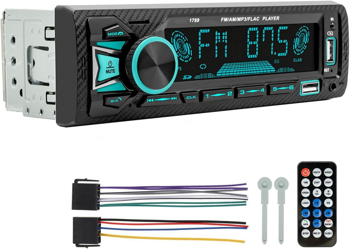 ePathChina 12V MP3 FM/MP3/WMA/FLAC/AUX/TF Car Audio Bluetooth Single DIN Car Stereo, Car FM/AM Radio LCD VA Screen Car