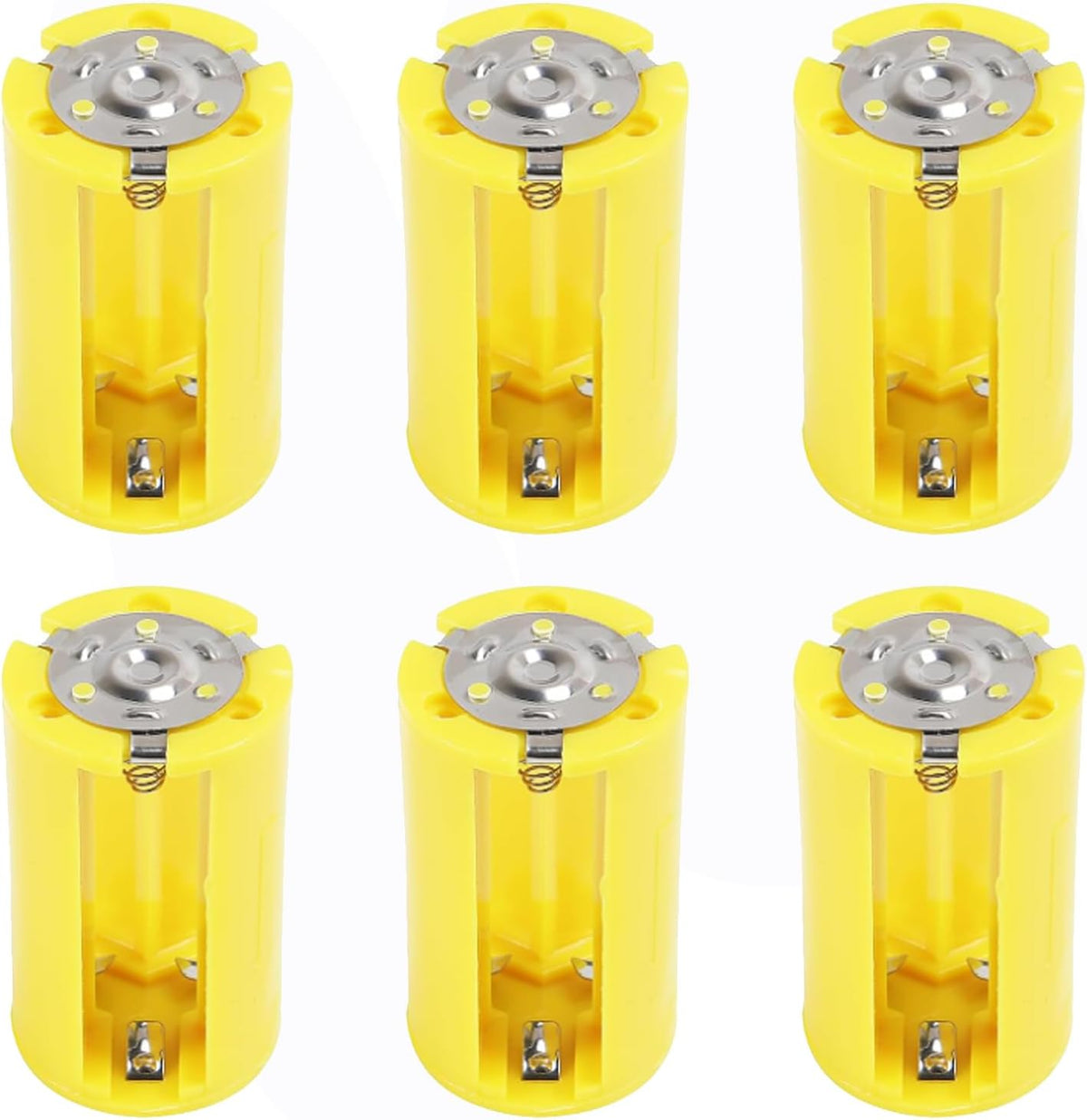 AEDIKO 6pcs 3 1 1.5V AA to D Battery Adapters Holder Output Case Box AA to D Battery Converter (Yellow)