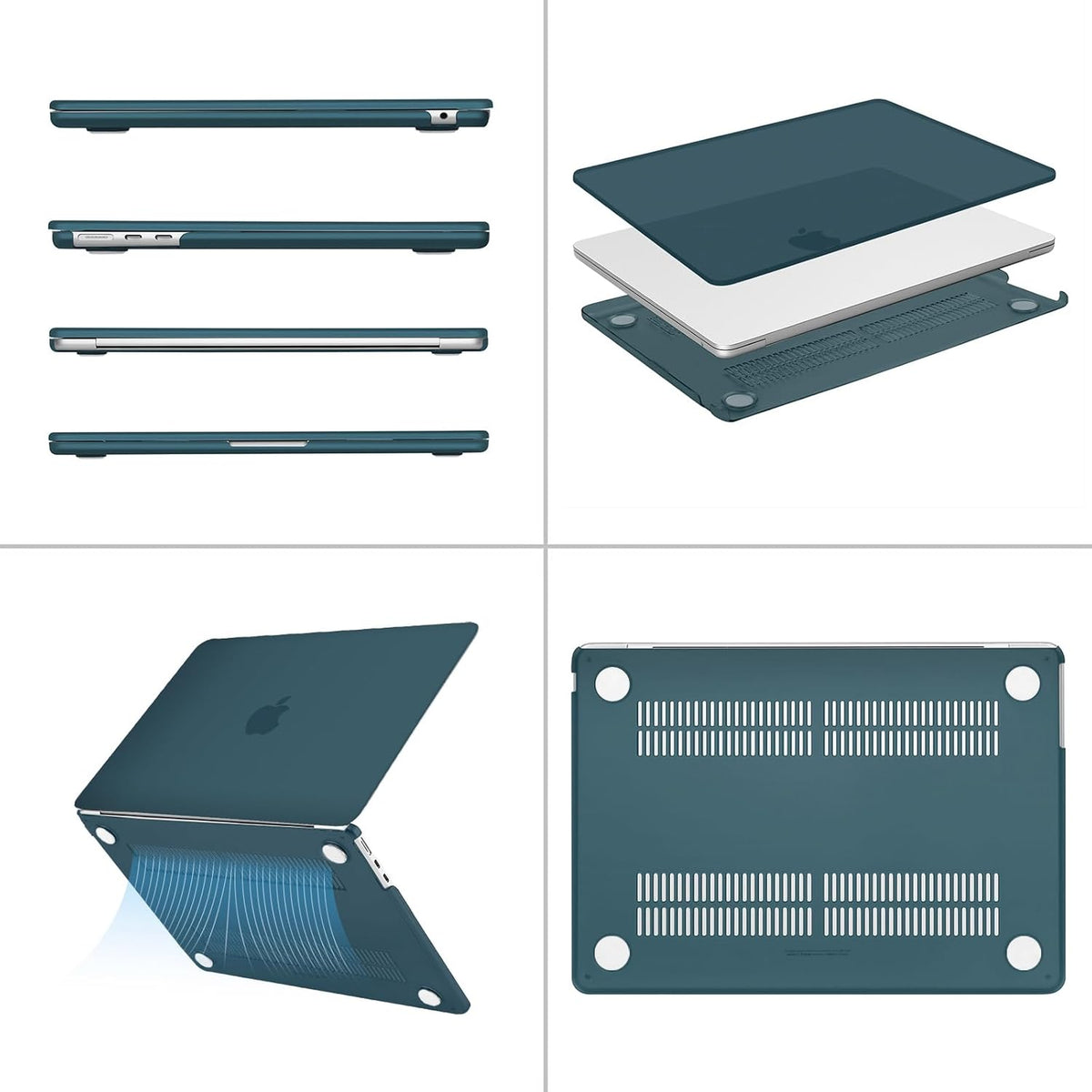 MOSISO Compatible with MacBook Air 13 inch Case 2025 2024 2023 2022 M4 A3240 M3 A3113 M2 A2681, Plastic Hard Shell&Keyboard Cover&Screen Film&Type C for MacBook Air 13.6 inch Case, Teal Green