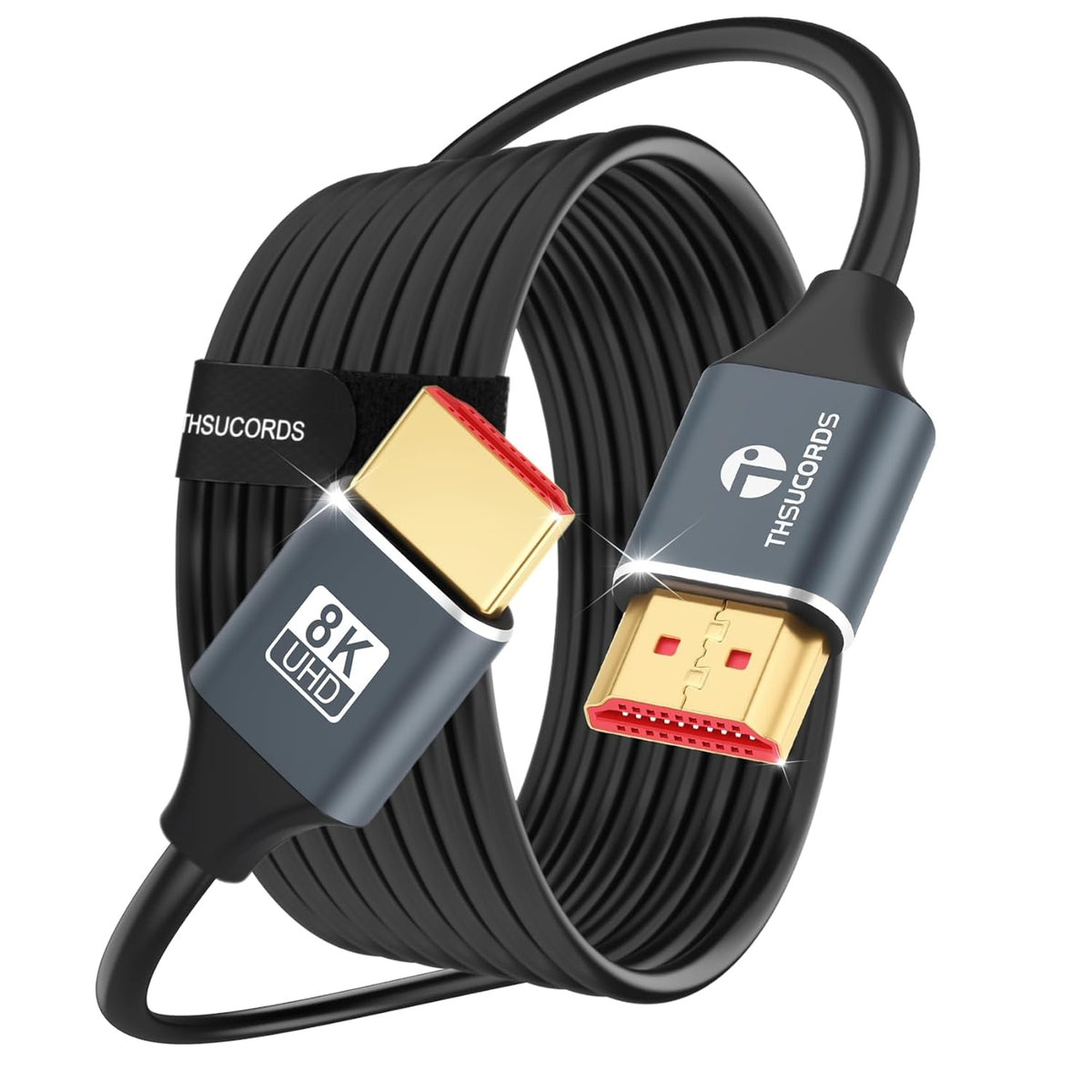 8K 6.6FT, 2.1 8K@60Hz, 4K@120Hz 144Hz 48Gbps Thsucords Silicone HDMI Cable Flexible Slim High Speed HDMI Cord Supports