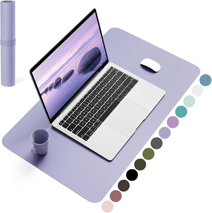 YSAGi Non-Slip Leather Desk Pad, Waterproof Laptop Computer Desk Keyboard Mat, Table Protector Blotter Mat, Large Mouse Pad for Office/Work/Home/Decor(Lavender, 23.6" x 13.7")