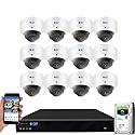 GW Security 16 Channel 12MP NVR UltraHD 4K Human/Vehicle Detection PoE Security Camera System with 12 x 8MP IP Microphone 135° FoV AI Dome Camera
