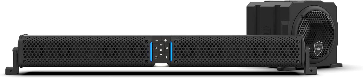 wet sounds Package - Black Stealth XT-8, 8 Speaker High Powered Sound Bar w/Remote and AS-10 10" 500 Watt Powered Stealth Subwoofer