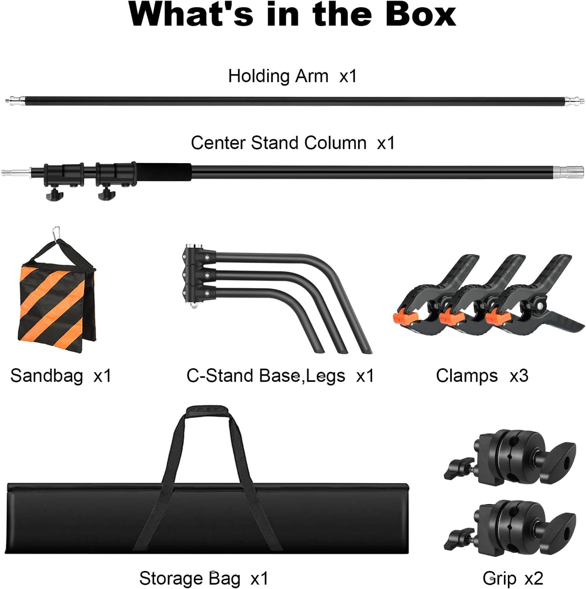 10.8ft/330cm Heavy Duty C Stand Stainless Steel Light Stand with Holding Arm 4.2ft/128cm Carry Bag 44LB/20KG Adjustable Stable for Photography Studio Video Monolight Softbox Shooting