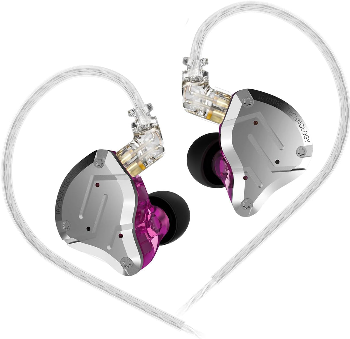 Gaming Earbuds Headphone, KZ ZS10 Pro Gaming for IEM Earphone, KZ in Ear Monitor IEM HiFi Earphone Earbuds with 5 Driver 4BA 1DD with Detachable 0.75mm 2 Pin Cable for Singer (Purple No Mic)…