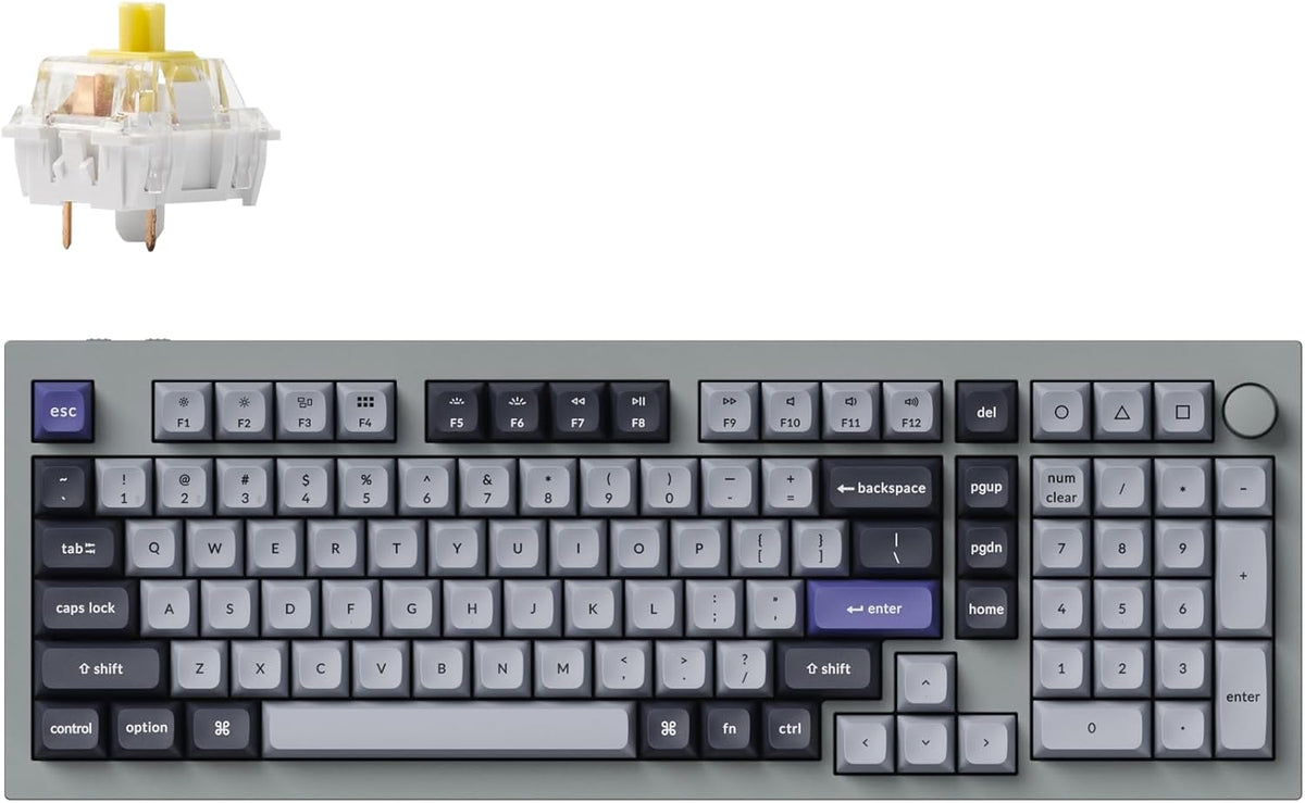 Keychron Q5 Pro QMK/VIA Wireless Custom Mechanical Keyboard, 96% Layout with Programmable Knob, KSA Double-Shot PBT Keycaps with Hot-swappable K Pro Banana Switch for Mac Windows Linux - Gray