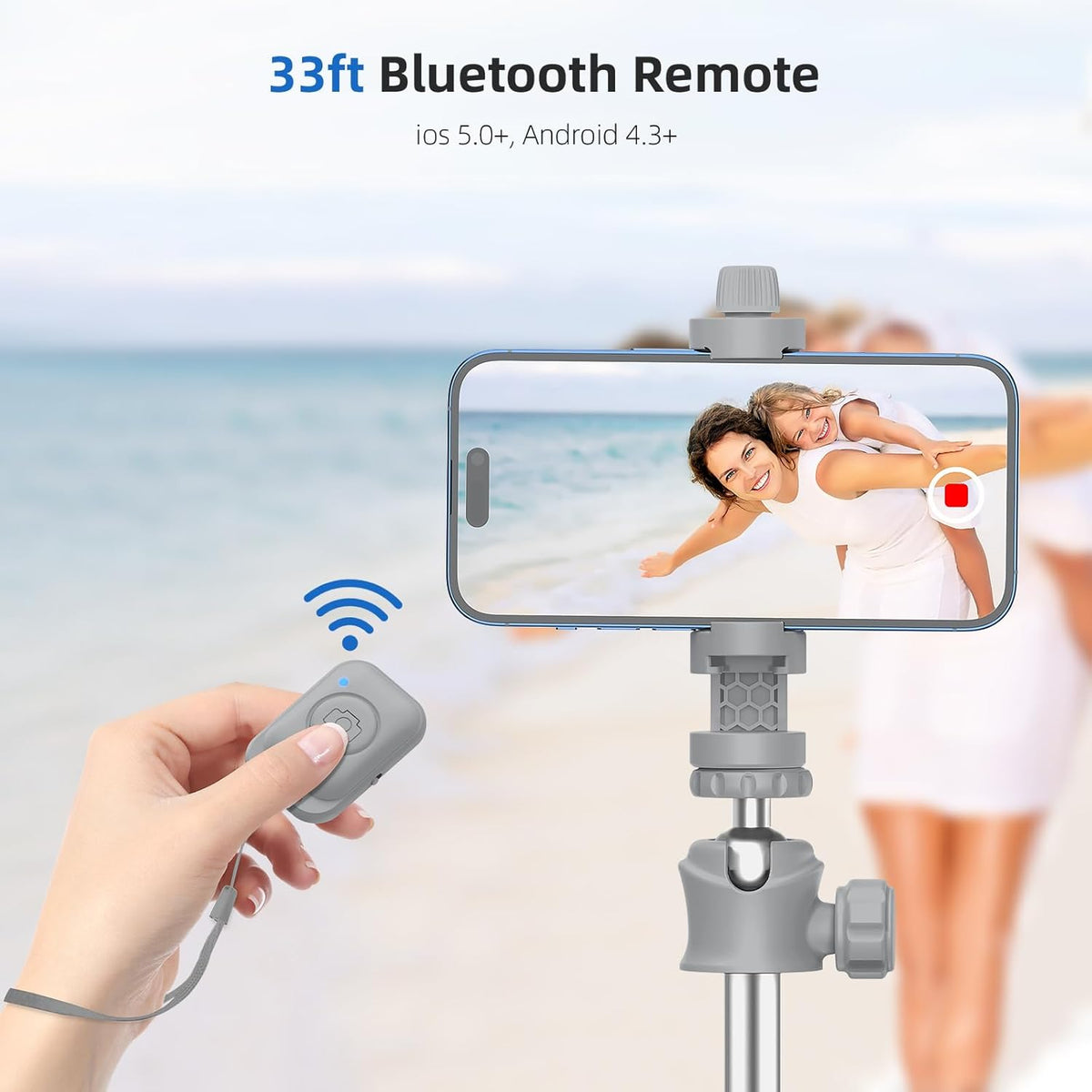 Extendable Tripod for iPhone with Remote, 360° Ball Head Upgraded Cell Phone Tripod for Video Recording, iPhone 14/13/12 Pro Max/Android/GoPro, 62in