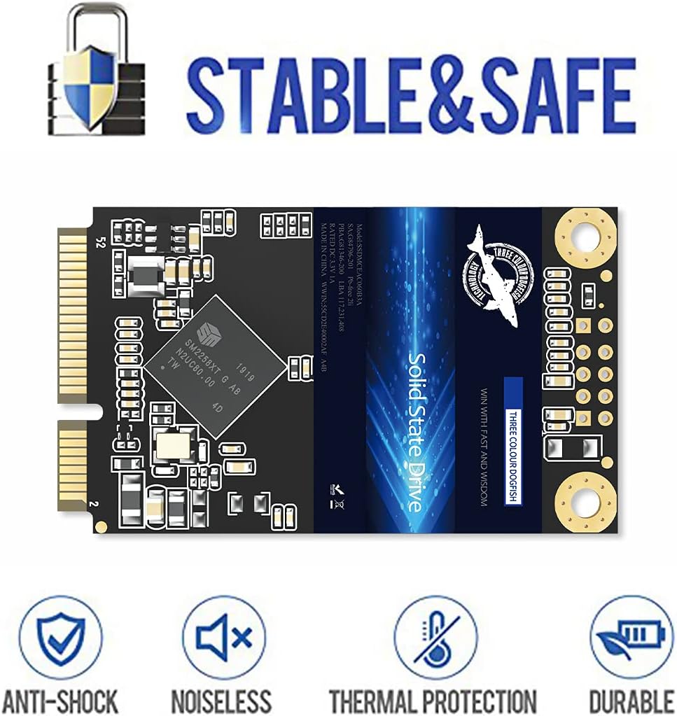 SSD mSATA 256GB Dogfish Internal Solid State Drive High Performance Hard Drive for Desktop Laptop SATA III 6Gb/s (256GB MSATA)