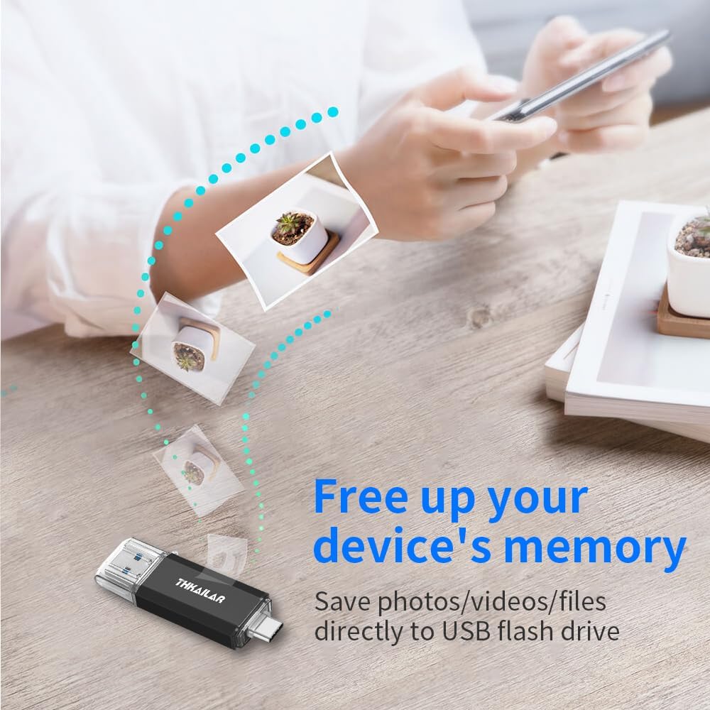 Thkailar USB C Flash Drive 512GB 2 in 1 OTG USB 3.1 Thumb Drive,Memory Stick for Business Traveler Compatible with Android Phone/PC/Mac Pro External Storage Data(Black)