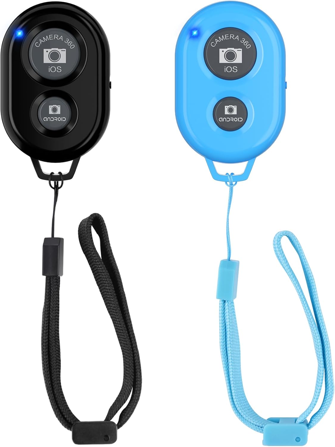Wireless Camera Remote Shutter for Smartphones (2 Pack), Zttopo Wireless Phone Camera Remote Control Compatible with iPhone/Android Cell Phone - Wrist Strap Included Black&Blue