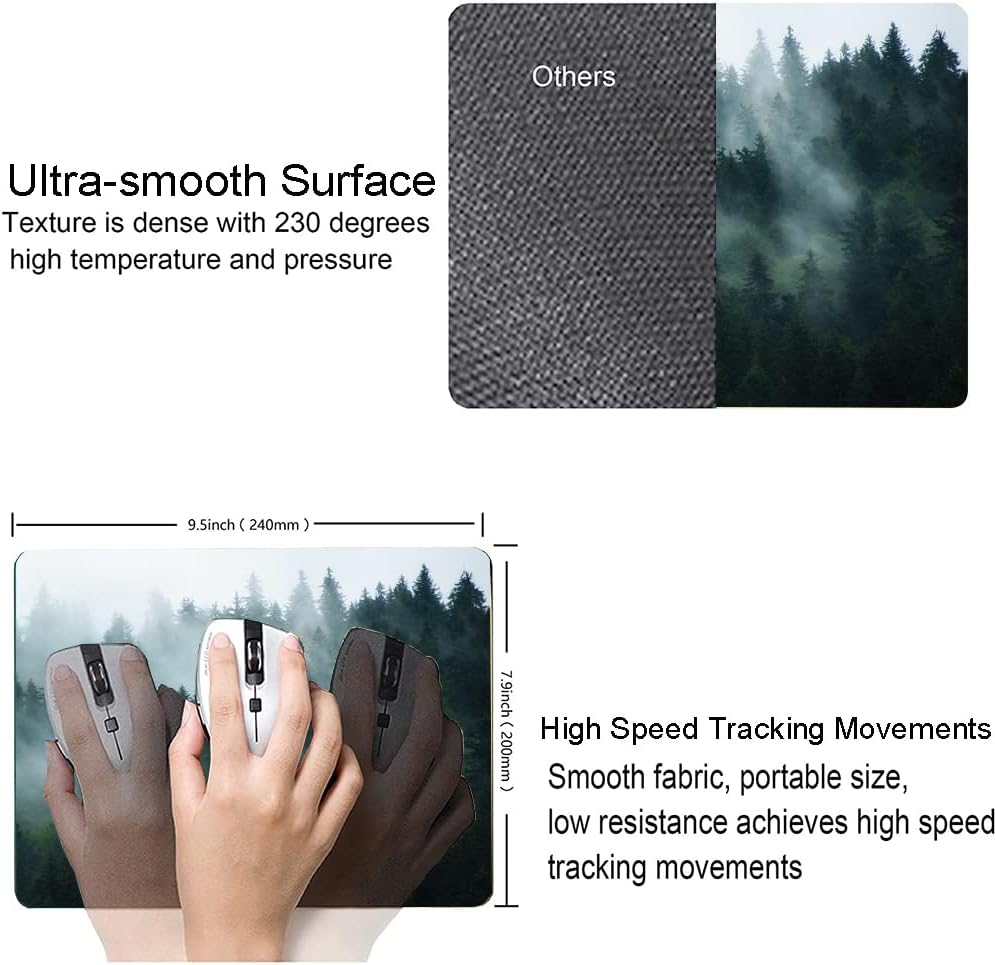 Mouse Pad,Forest Mouse Pad Rectangle Custom Designs, Waterproof Anti-Slip Rubber Mousepad Office Accessories Desk Decor Wireless Mouse Pads for Computers Laptop