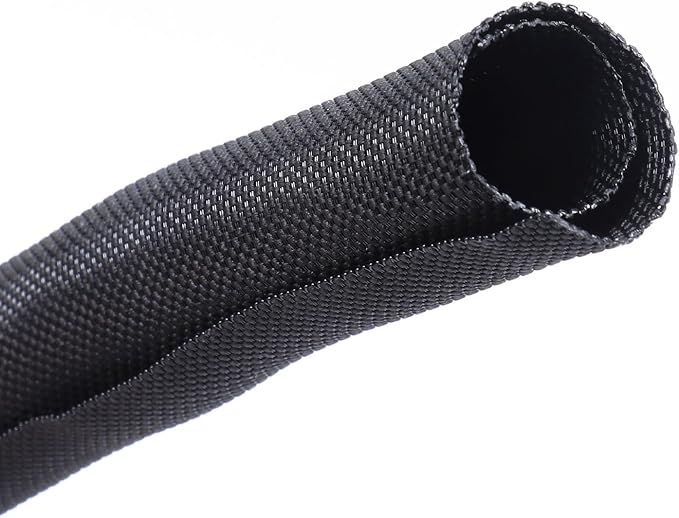 BuyUneed Black Split Braided Cable Management Sleeves 1inch -15Feet