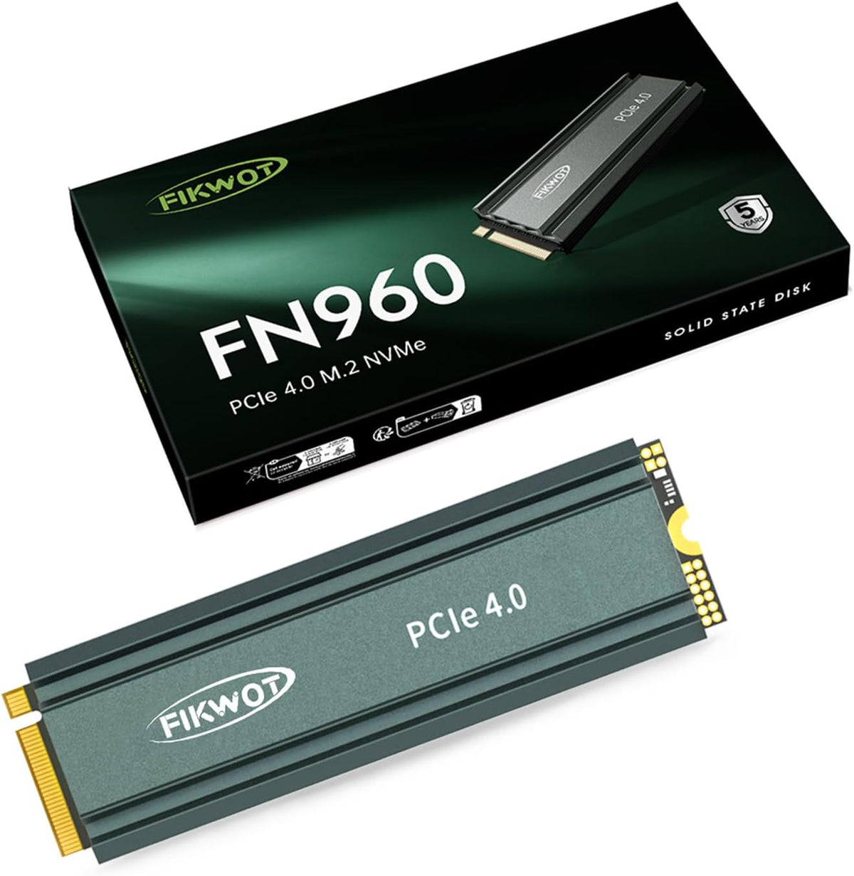 FN960 2TB M.2 2280 PCIe Gen4 x4 NVMe 1.4 Internal Solid State Drive with Heatsink - Speeds up to 5,000MB/s, Dynamic SLC Cache, Internal SSD