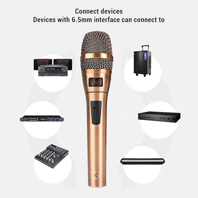 Yunseity Dynamic Microphone Cardioid Wired Microphone with Stereo Pickup and Wide Frequency Response for Home Singing Stage KTV Performance