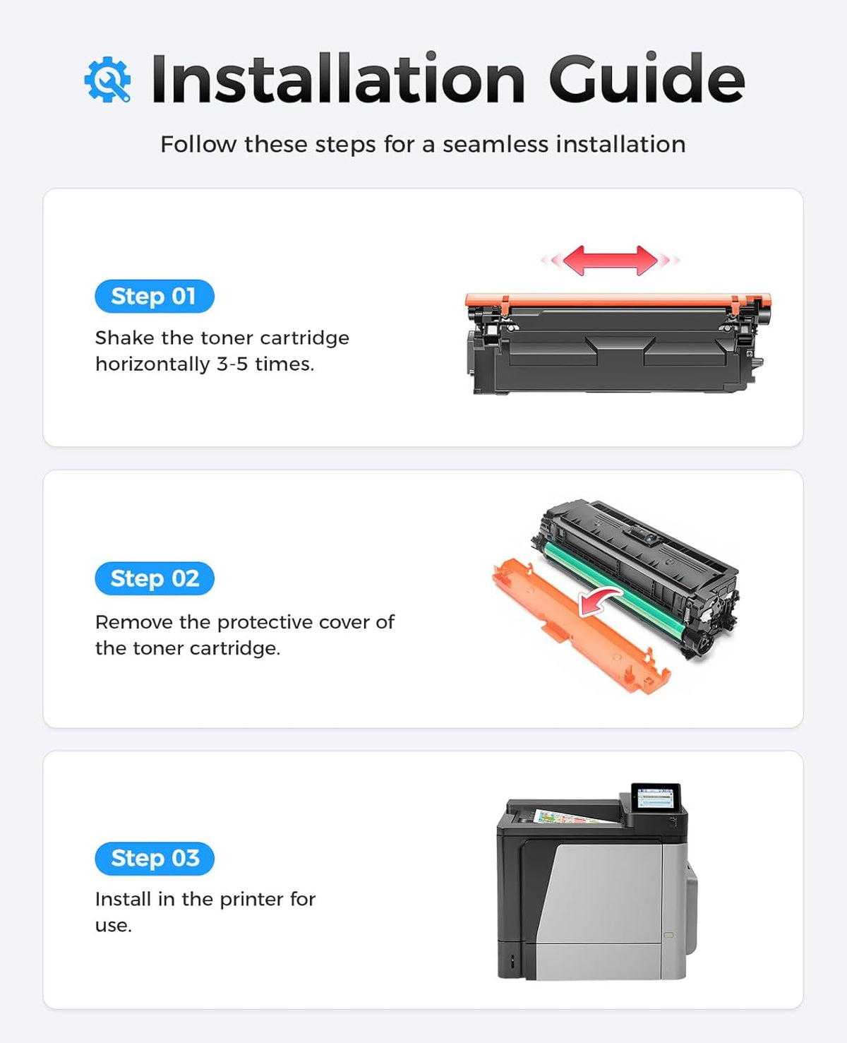 507X 507A Toner Cartridge Set 4-Pack High Yield Replacement for HP 507X 507A CE400X CE401A CE402A CE403A Compatible with HP Color LaserJet Enterprise 500 Color M551 M551dn M570dn M570dw M575fw Printer