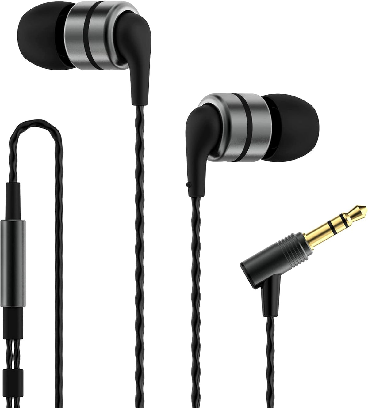SoundMAGIC E80 Wired Earbuds, in-Ear Headphones with HiFi Stereo Sound and Noise Isolating, 3.5mm Jack for Phones and Laptops, No Mic (Gunmetal)